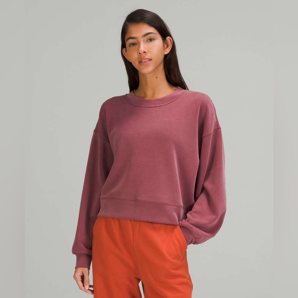 Lululemon Softstreme Perfectly Oversized Cropped Crew Mulled Wine